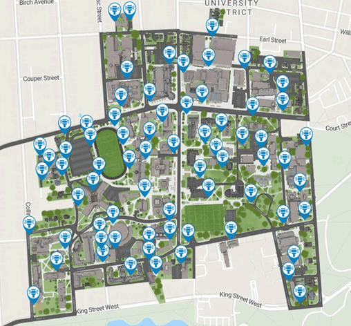 Blue Light Emergency Phones Map